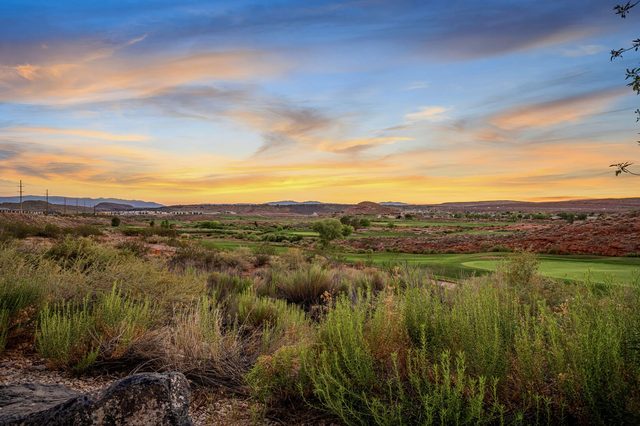 Coral Canyon golf course view from the backyard at sunset