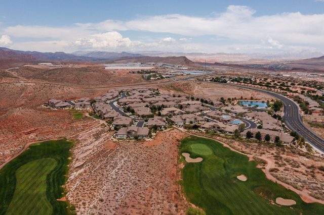 Aerial of Coral Canyon golf holes and the Coral Ridge area