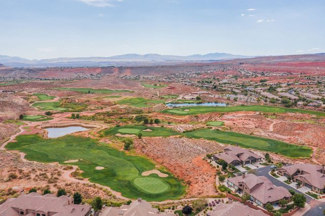Aerial of Coral Canyon Golf Course greens near Coral Ridge