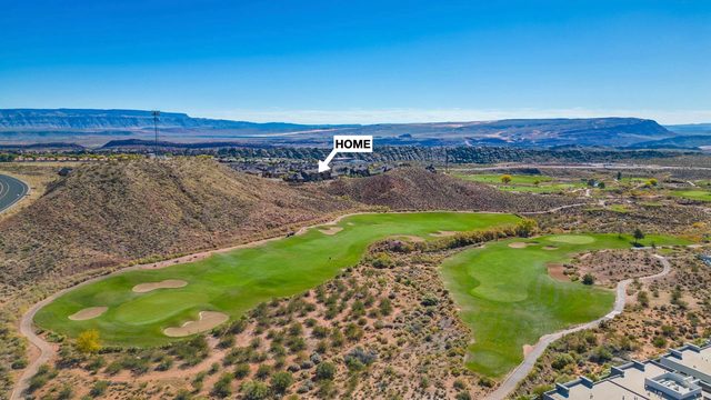 Aerial of Coral Canyon Golf Course fairways with Coral Ridge 2087 marked