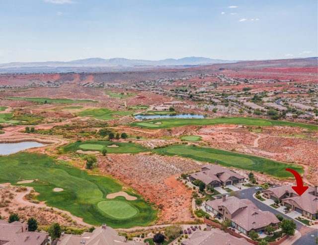 Aerial view of Coral Canyon Golf Course and nearby homes