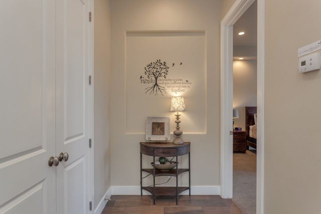 Entry hallway with console table and decor