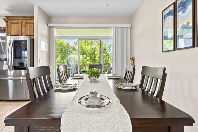 Long dining table set for a group dinner at Las Palmas 1805