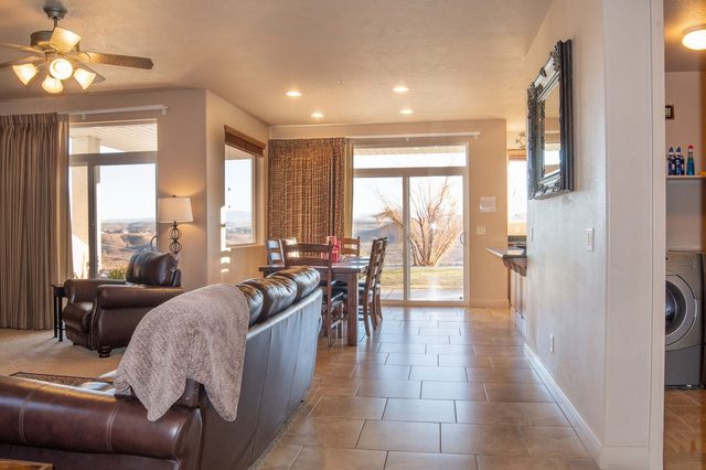 Entry hallway opening to the great room and dining area