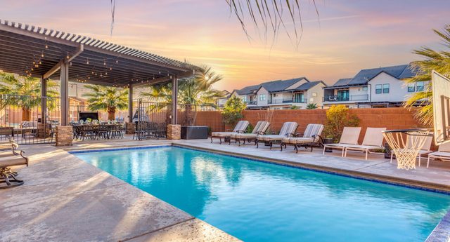 Private pool and lounge chairs at Lazy Day 107 & 108 Retreat