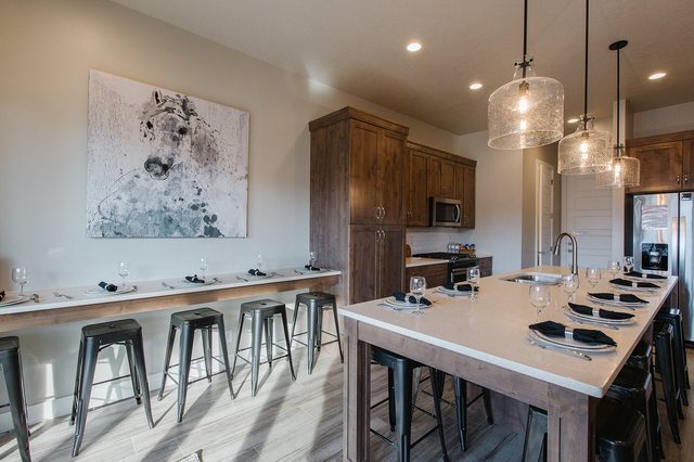 Kitchen bar seating and long island set for group meals