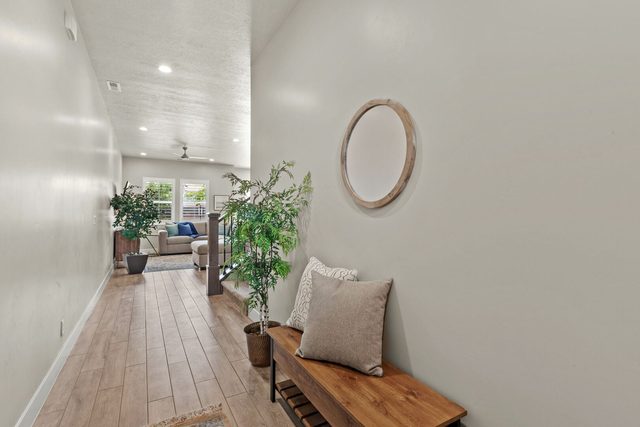 Entry hallway with bench seating leading to the living area at Ocotillo Springs 44~Sky Fire