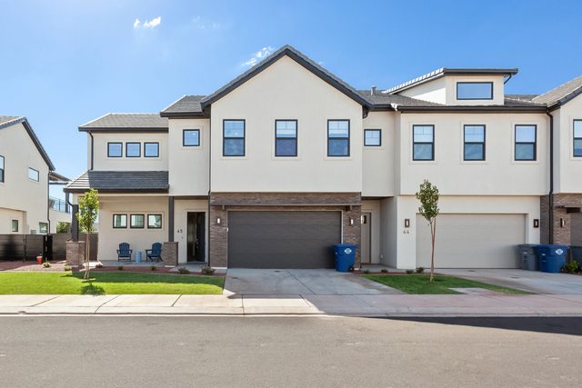 Front of Southern Comfort townhome with two-car garage