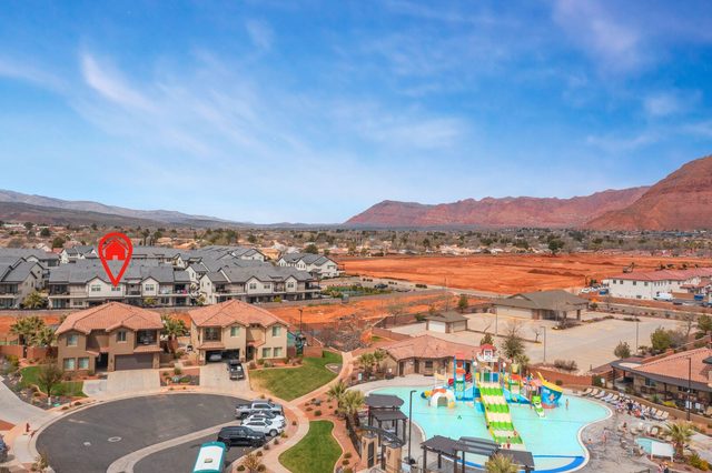 Aerial of Paradise Village 107 location near the resort water park