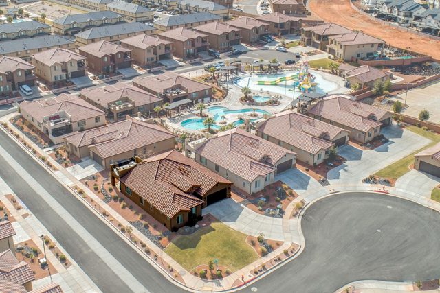 Aerial view of Paradise Village 113 near the resort pool complex