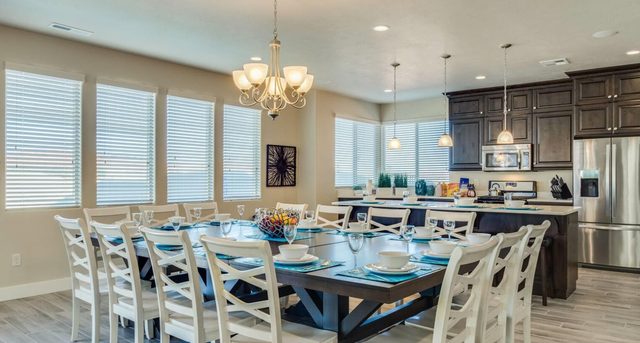 Unit 18 long dining table with seating for a large group