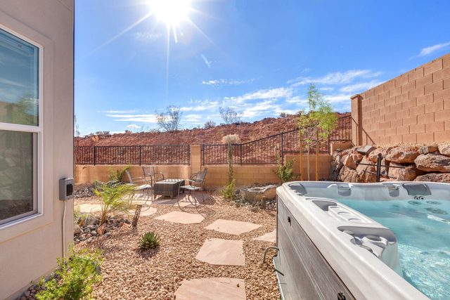 Private hot tub in the landscaped backyard at Paseos 1213~Bliss
