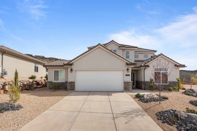 Paseos 1342 front exterior with two-story home and garage
