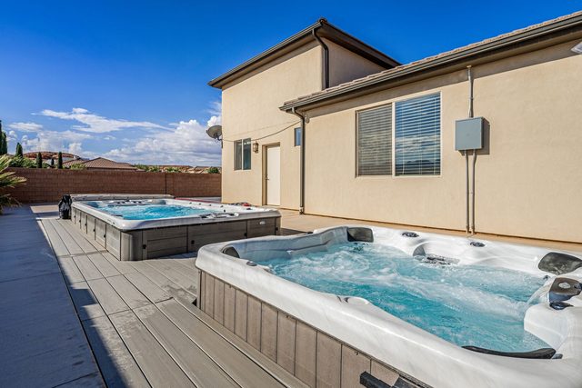 Private hot tub and swim spa on deck at Sand Hollow 2691