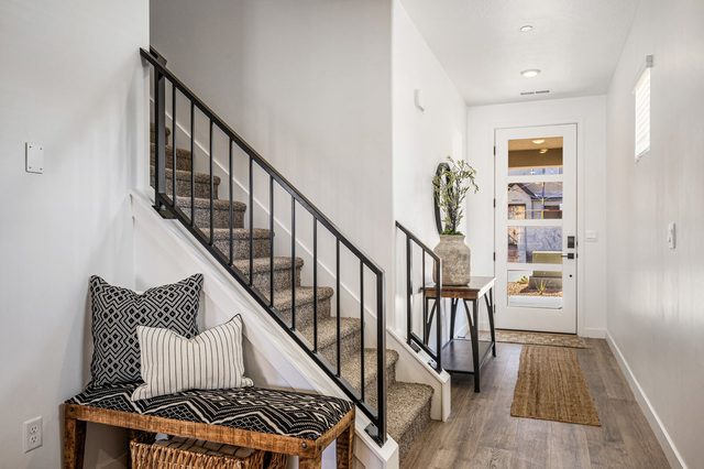 Entry bench and staircase to the upper floor