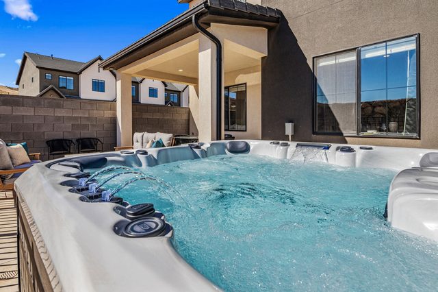 Close view of the bubbling private hot tub water
