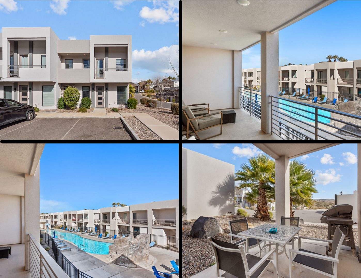 Townhomes and balconies overlooking the pool at The Lofts 1 & 2 Retreat