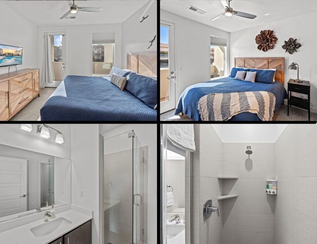 King bedrooms and ensuite bathroom at The Lofts 1 & 2 Retreat