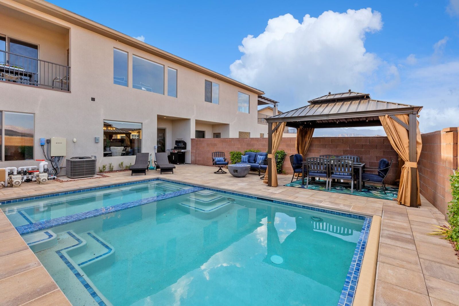 Private pool with gazebo beside the back of Zion Village 268