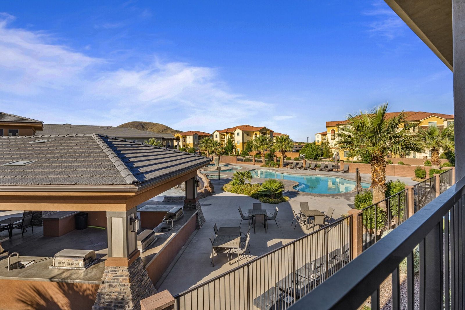 Balcony view over the resort pool from Zion Village 395