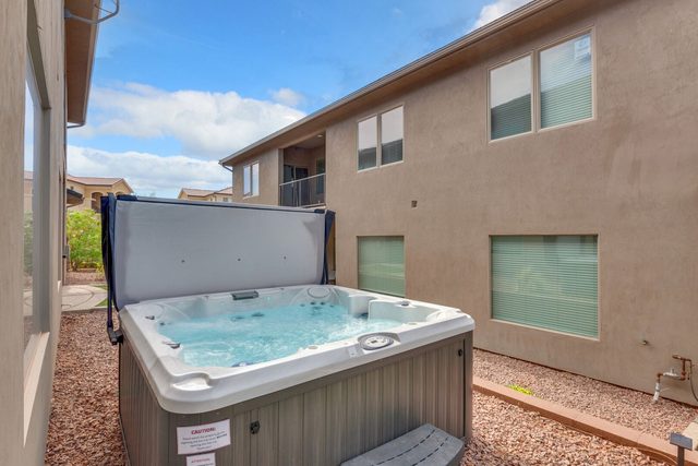 Private hot tub in the side yard of Zion Village 415